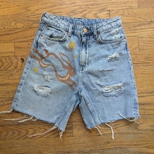 Distressed Handpainted &Denim Women H&M Shorts